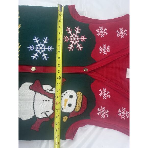 Christmas Sweater Vest Teacher Cottagecore Snowman Snowflake Wreath Large - Picture 7 of 10